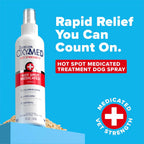 TropiClean dog grooming spray for hot spots showing ingredients label