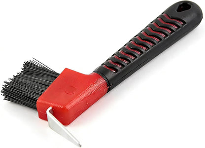 Youven purple horse hoof brush hanging in tack room