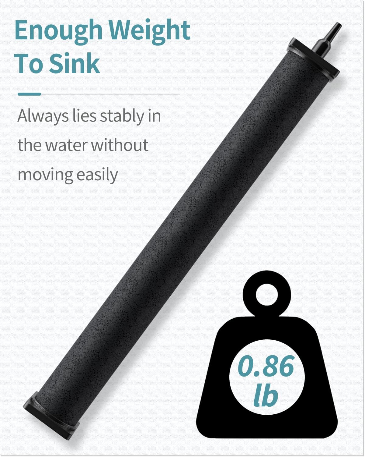 A pair of Pawfly pond diffusers placed next to a measurement guide demonstrating the sixteen inch length.