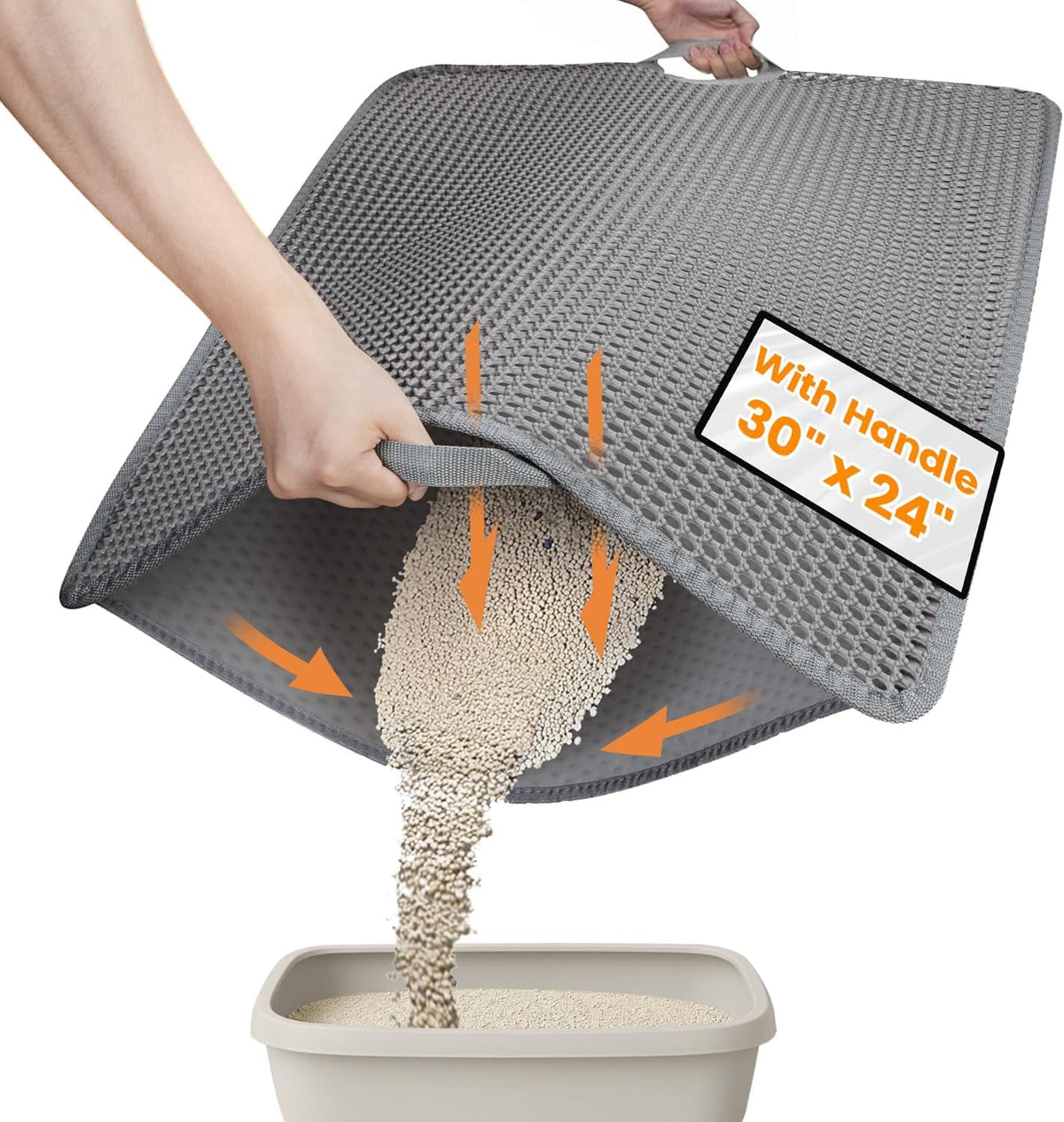 Cat Litter Mat Compact Size 23.6"x14.6" for Small Spaces, Upgrade Waterproof Leakproof Back Layer, Honeycomb Trapping Mat, Washable, Easy to Clean, Scatter Control Kitty Litter Matt, Black - Image 14