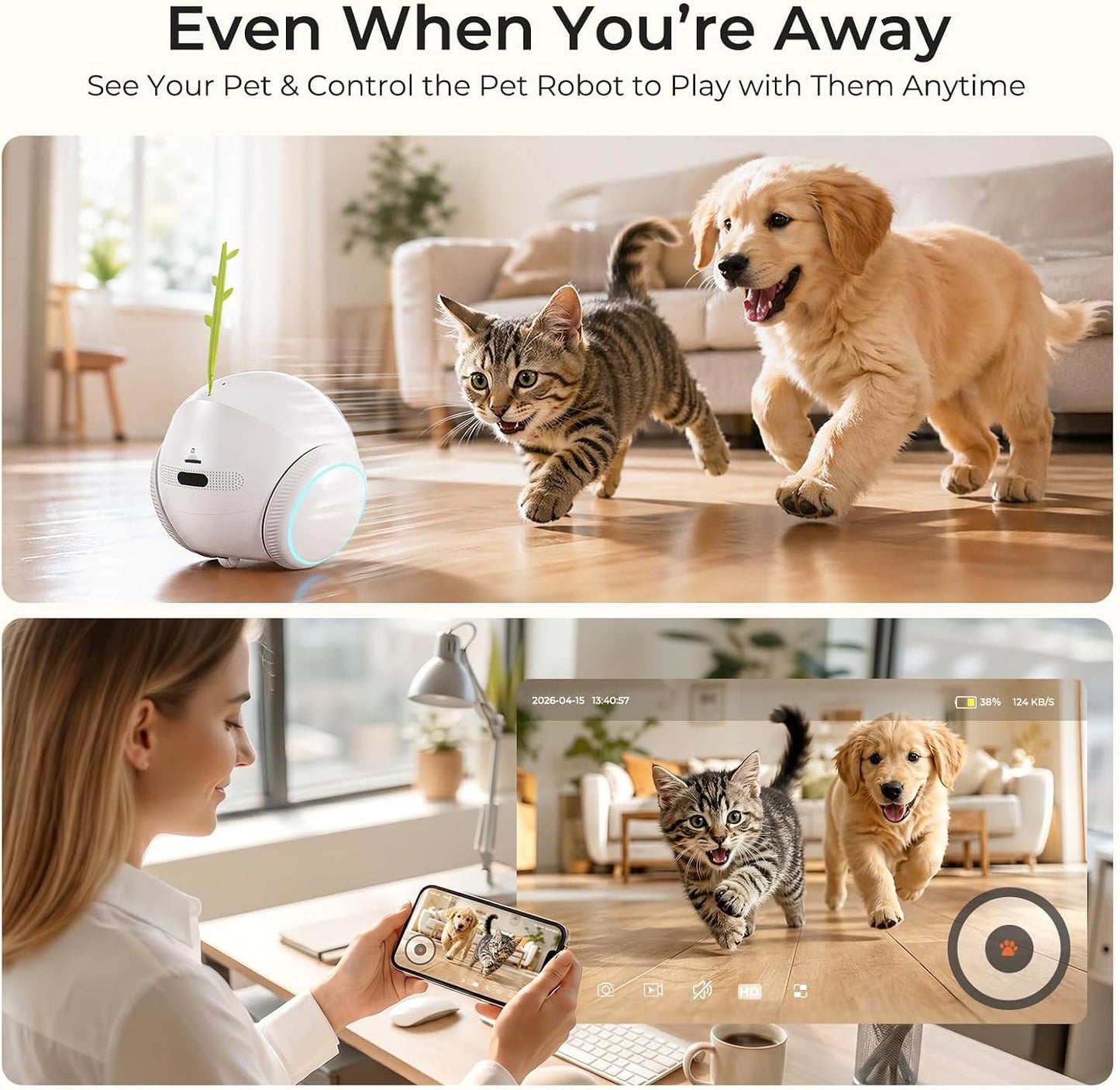 Vivideye rolling security robot in home interior