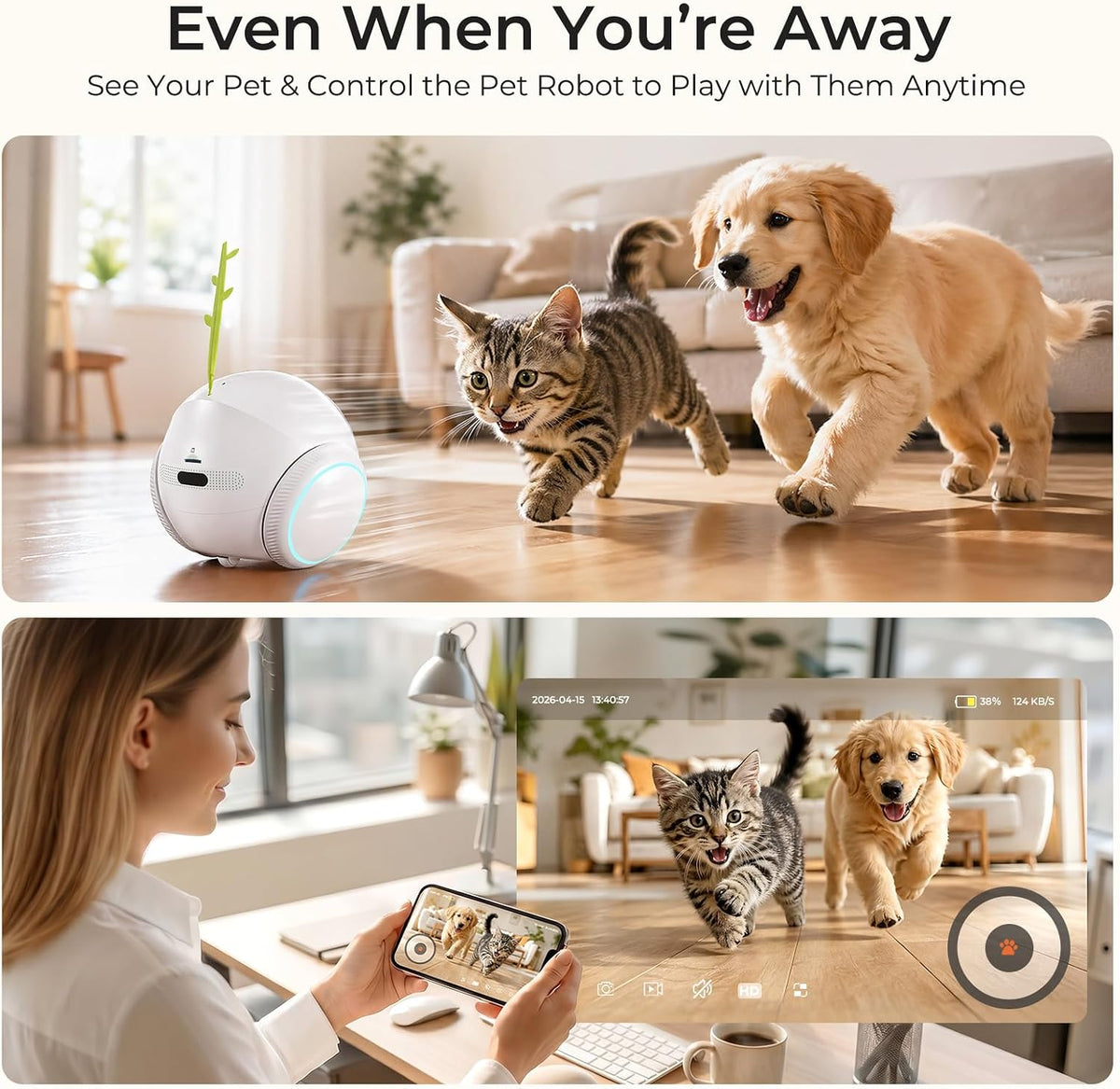 Vivideye rolling security robot in home interior