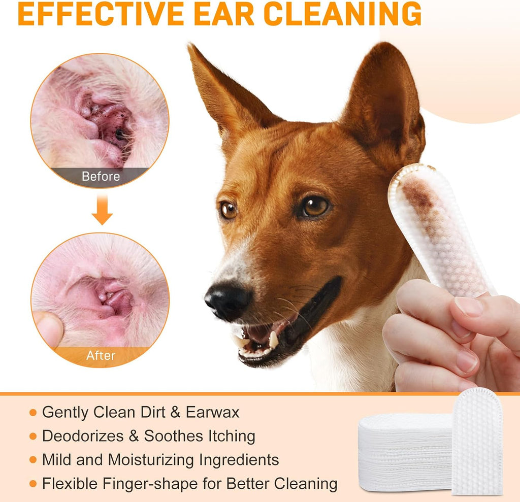 Kopmath pet ear cleaning wipes textured finger sleeve design