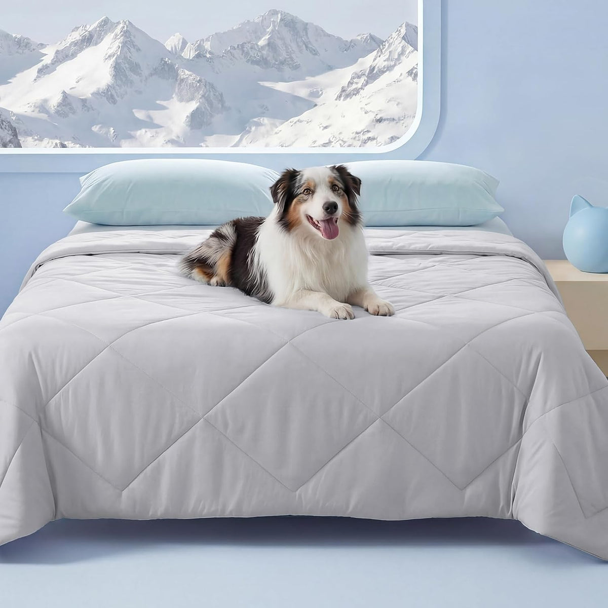 Luciphia Premium Cooling Dog Blanket for Small Medium Dogs Q-max>0.4 Washable Self-Cooling Cat Pet Mat Puppy Breathble Calming Throw for Beds Couches(Light Grey,29x40 inches) - Image 10