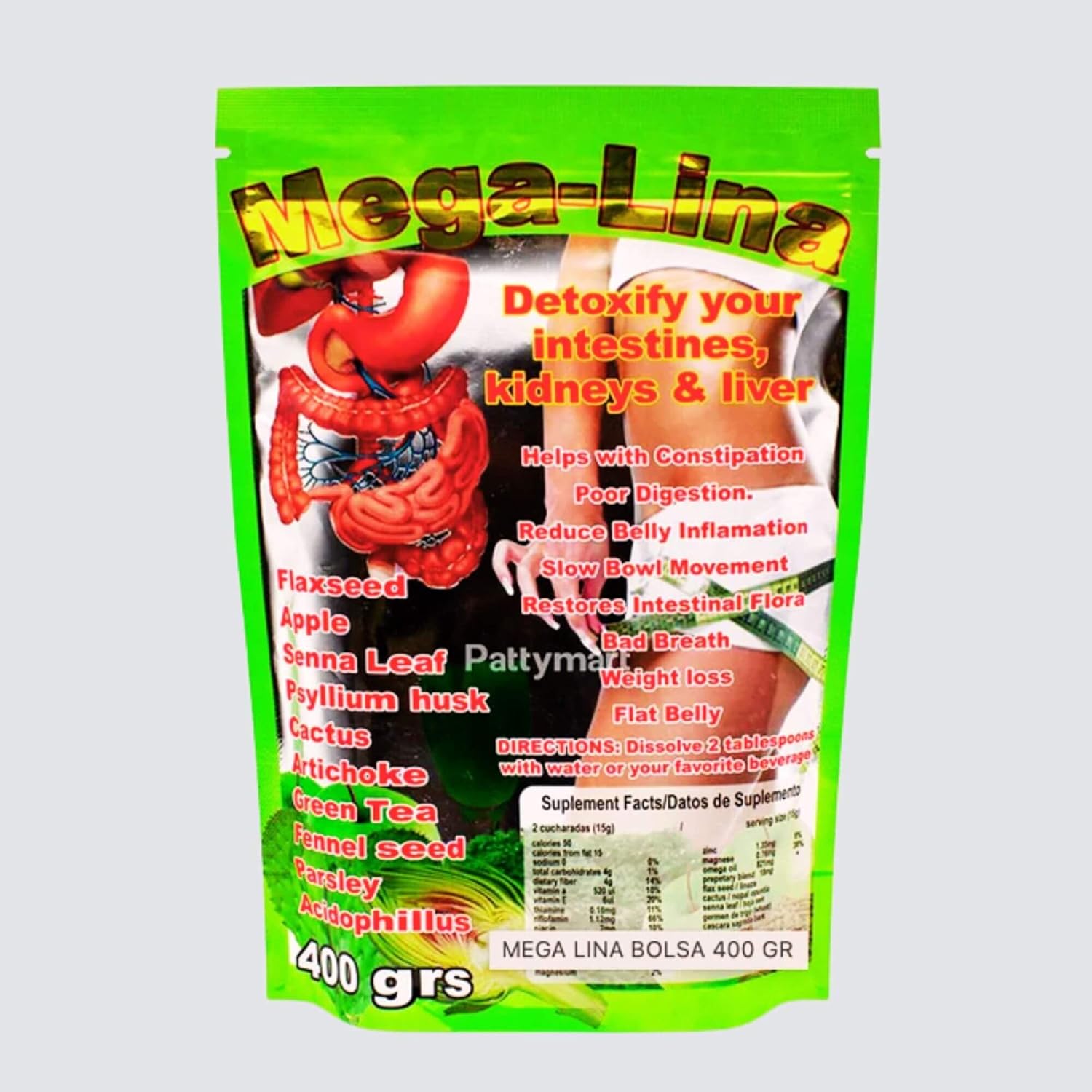 Generic Mega Lina Flax Seed Powder ground dietary supplement front view for digestive wellness