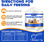 Healthy adult cat enjoying a meal enriched with taurine supplement