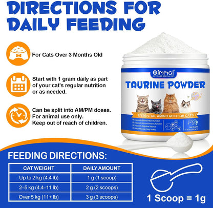 Healthy adult cat enjoying a meal enriched with taurine supplement