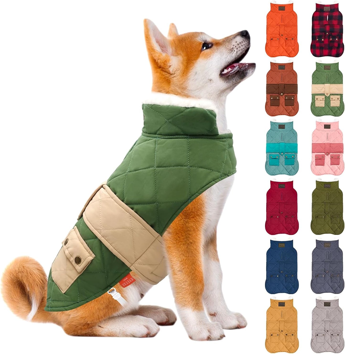 KYEESE Dog Coat Warm Pets Clothes for Cold Weather Soft Pet Sweater with Leash Hole Thick Pet Winter Puffer Coat with Pocket Windproof Dogs Jacket with Fleece Lined Waterproof Dog Coats for Large Dogs - Image 14