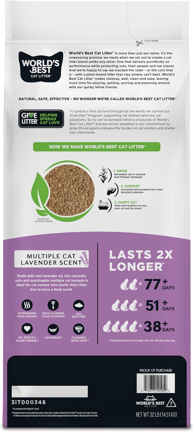 Close up view of natural corn clumping cat litter texture