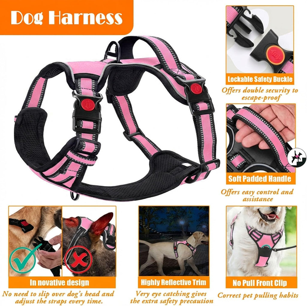 Lobeve anti pull pink dog vest with dual leash rings
