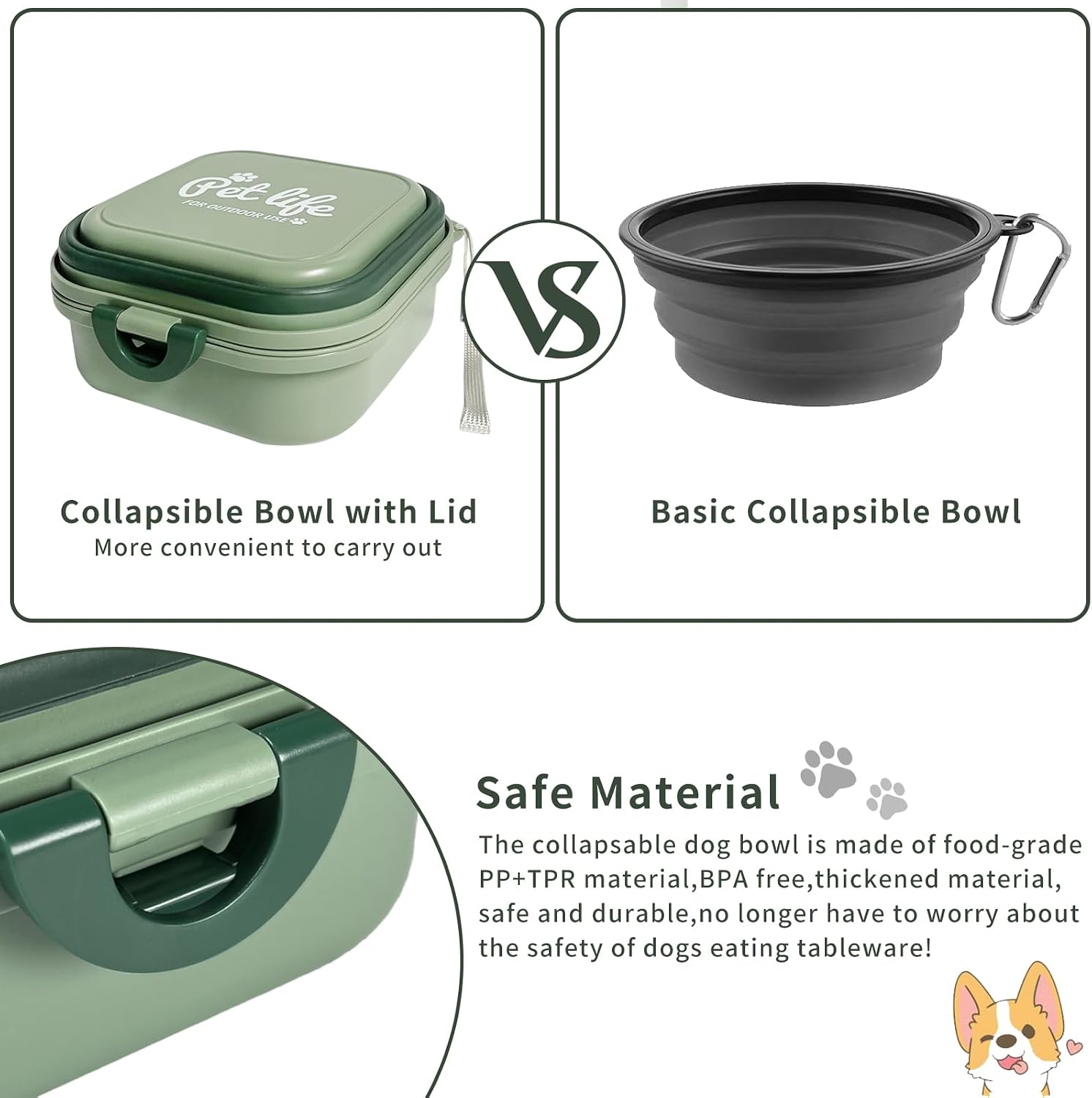 Cermug travel water bowl for dogs folded flat showing its compact space saving profile