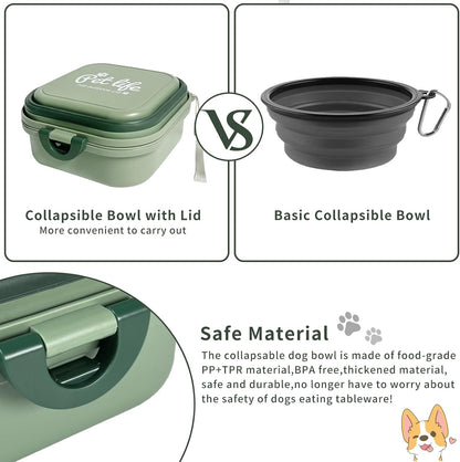Cermug travel water bowl for dogs folded flat showing its compact space saving profile