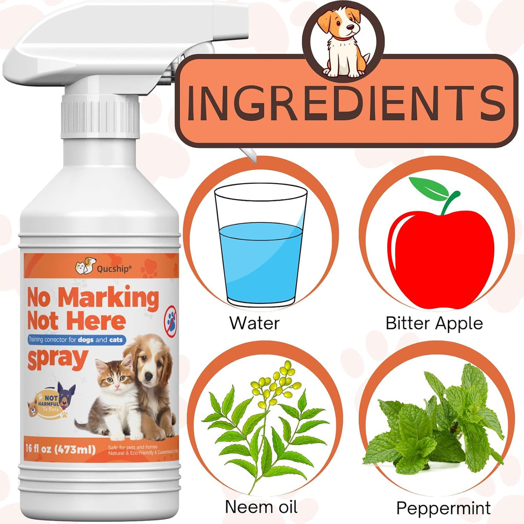 Side profile of Qucship 16 Fluid Ounce dog marking deterrent