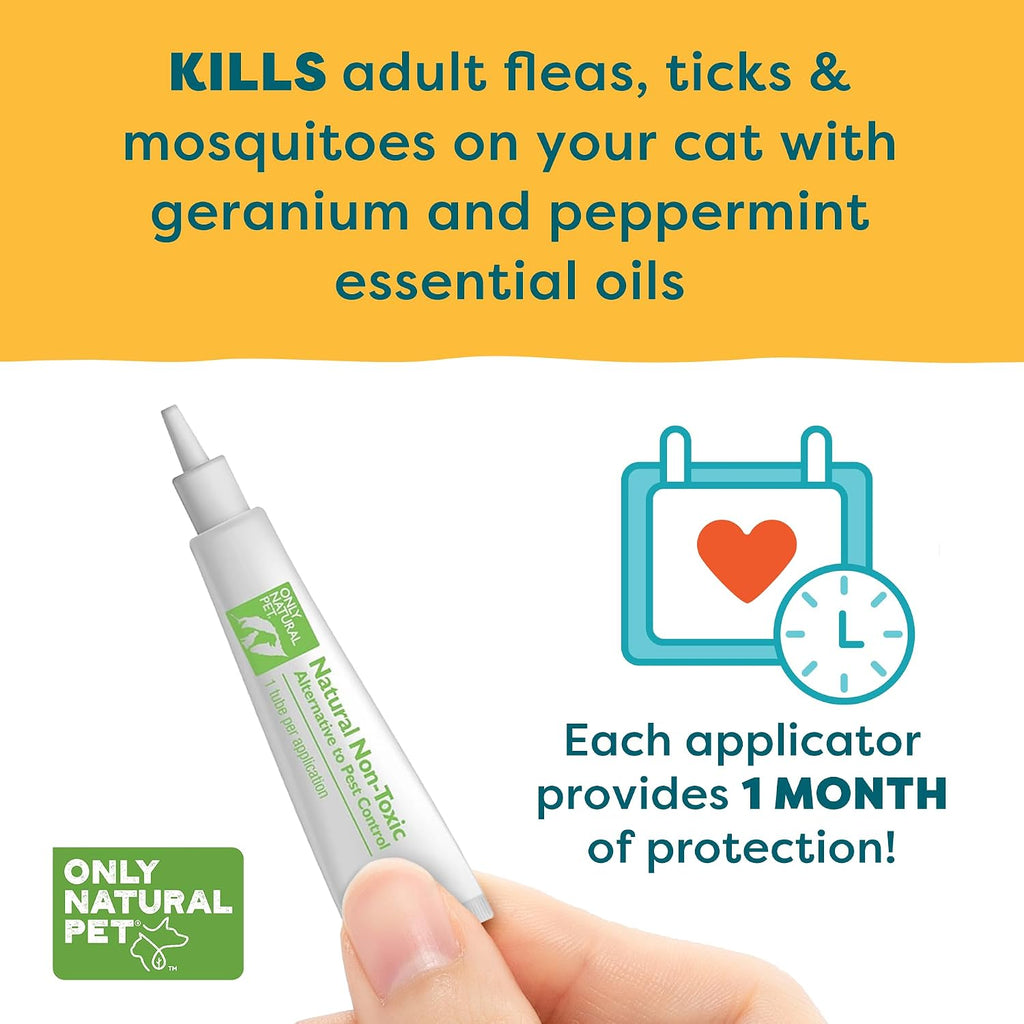 Three months supply tubes of Only Natural Pet EasyDefense flea remedy for felines