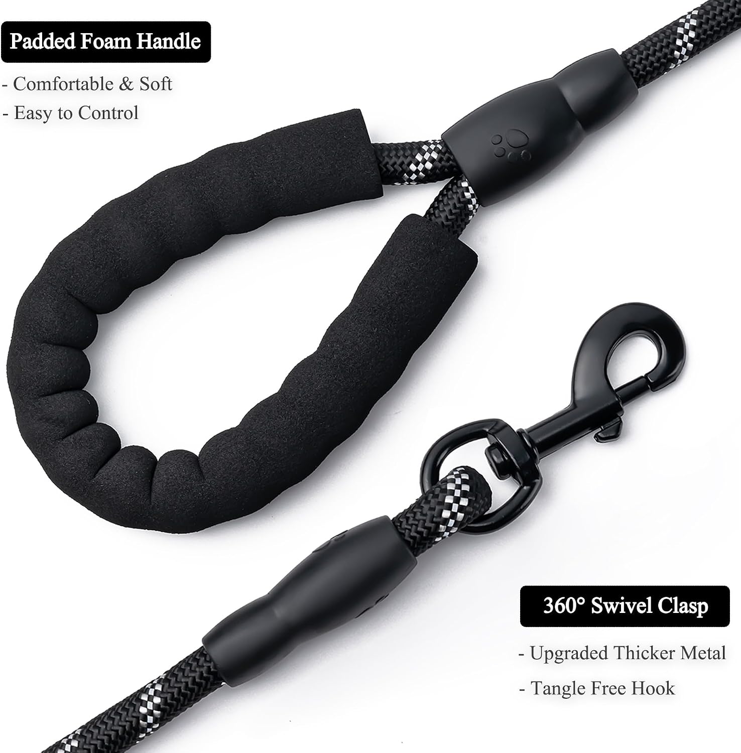 Tangle free three hundred sixty degree swivel hook on pet lead