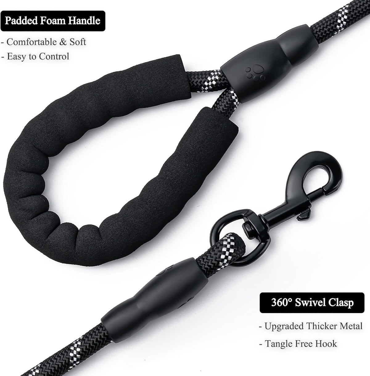 Tangle free three hundred sixty degree swivel hook on pet lead