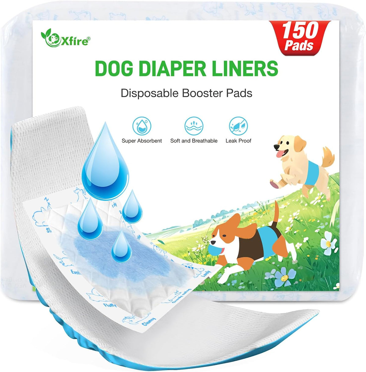 Disposable booster pads packed in a bundle showing the soft outer fabric material
