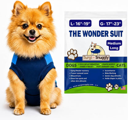 Surgi Snuggly Dog Surgery Recovery Suit - Dog Onesie for Post Surgery Recovery, Female Spay & Male Neuter - Surgical Suit for Dogs, E-Collar Cone Alternative, Double Blue - Large Long - 21" - 24" (EC) - Image 10