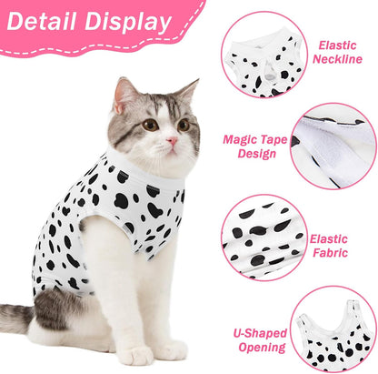 Back view of cat recovery suit showing hook-and-loop closure