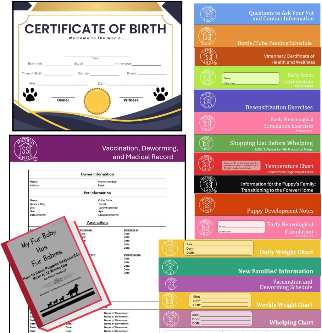 Puppy Whelping Supplies 64 Piece Puppy Whelping Kit for Puppies Birth Pregnant Dog Birthing Supplies Newborn Collars for Litter Bottles for Nursing - Image 9