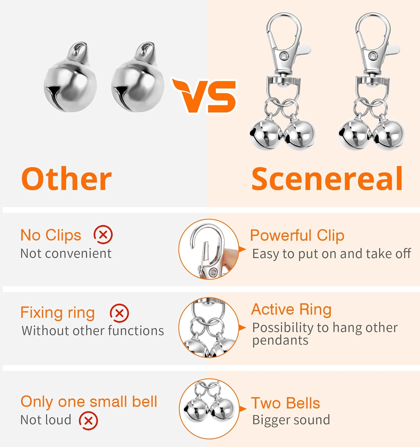 Durable silver anti lost training bell charms suitable for indoor and outdoor pet tracking.