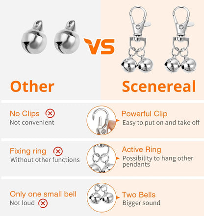 Durable silver anti lost training bell charms suitable for indoor and outdoor pet tracking.