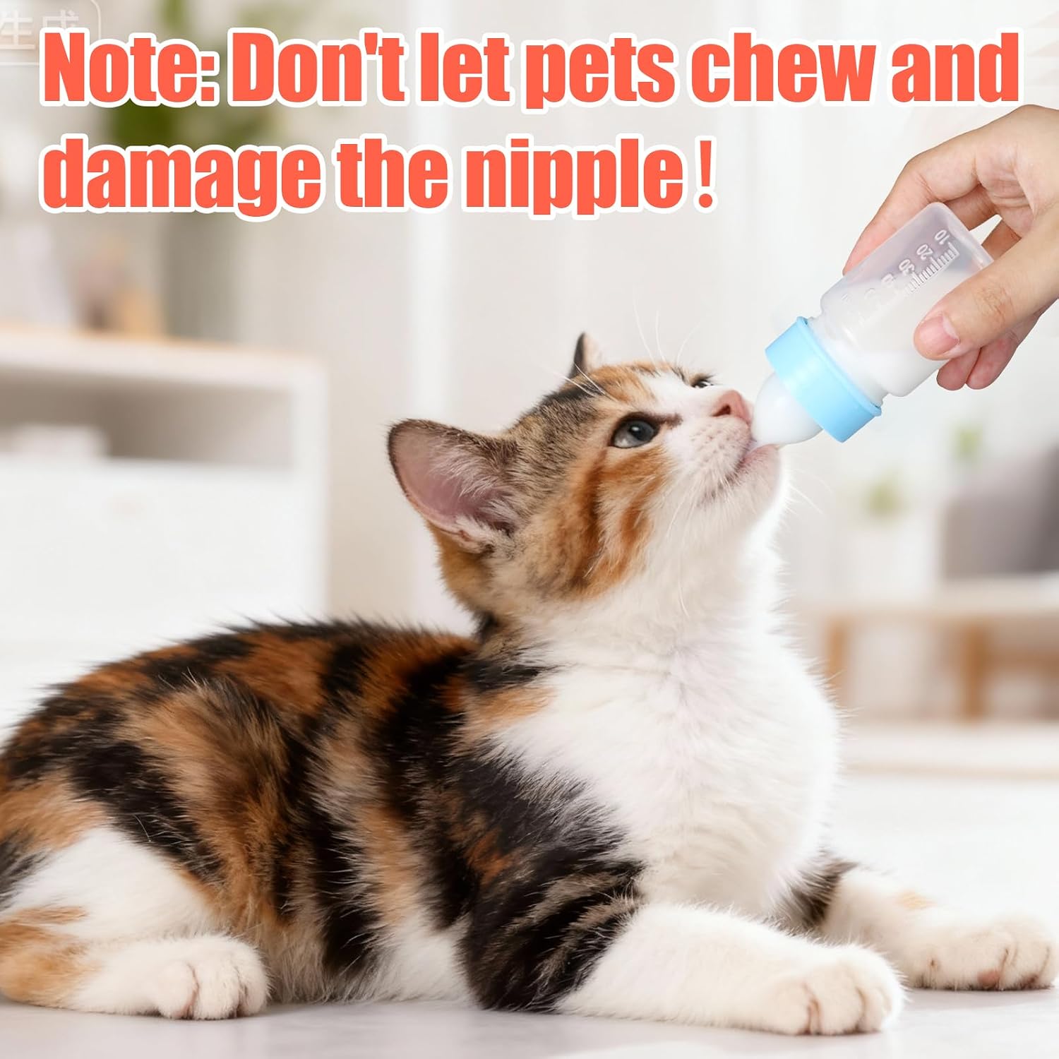 DEMORA Kitten Bottle Feeding Kit, Graduated Nursing Feeding Bottles for Pet Kitten Puppy Hamster Rabbit with Two Kinds of Replaceable Nipples Feeder (Clear, 2 oz) - Image 5