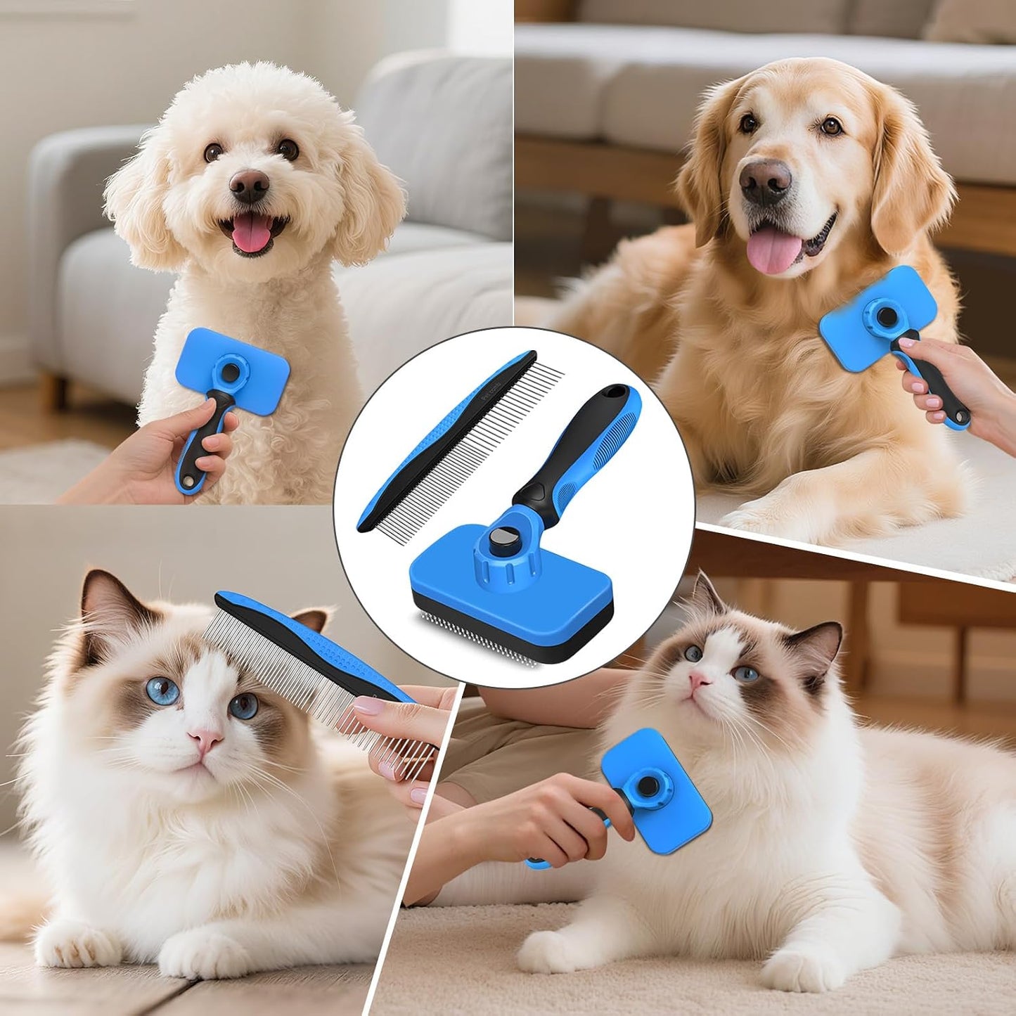 KYHSC ergonomic anti slip handle dog brush and dematting tool