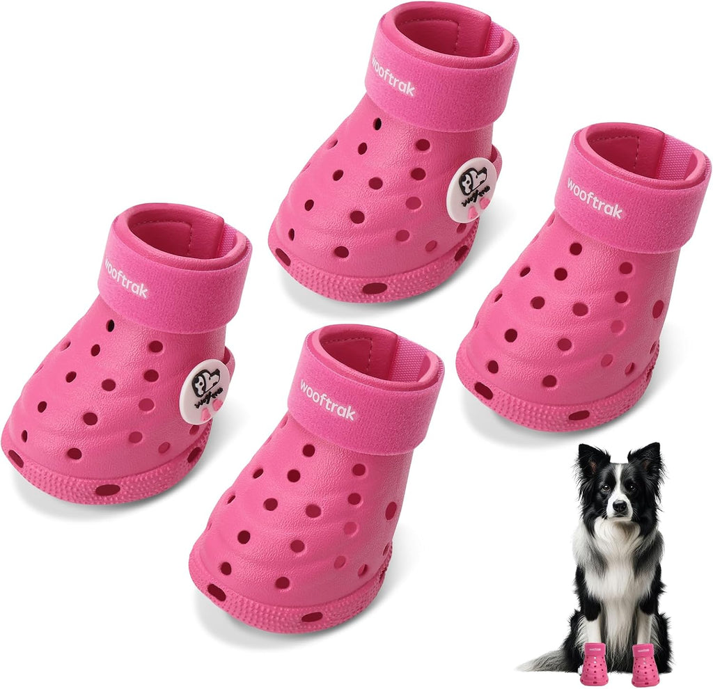 Wooftrak breathable dog shoes pink front view