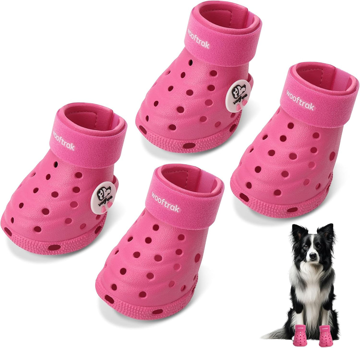 Wooftrak breathable dog shoes pink front view
