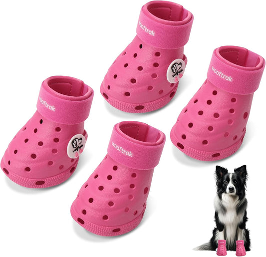 Wooftrak breathable dog shoes pink front view