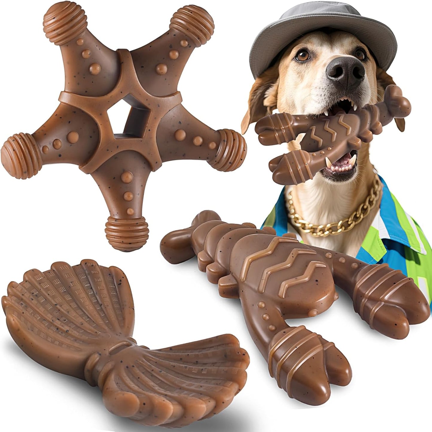 Nezin dog toys 3 pack ocean theme for aggressive chewers