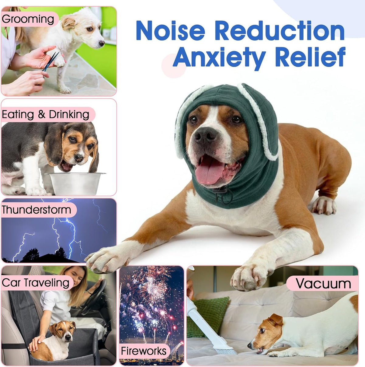 Morvigive extra large dog ear snood for fireworks noise reduction