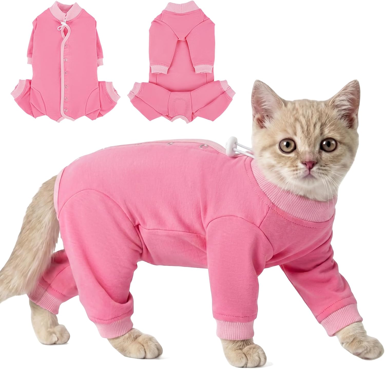QBLEEV Cat Recovery Suit for Post Surgery, Spay Neuter Suit for Cats, Soft Stretchy Cotton Cat Onesie for Skin Diseases, Anti-Lick Surgical Shirt Pajamas for Abdominal Wound, Kitten Cone Alternative - Image 13