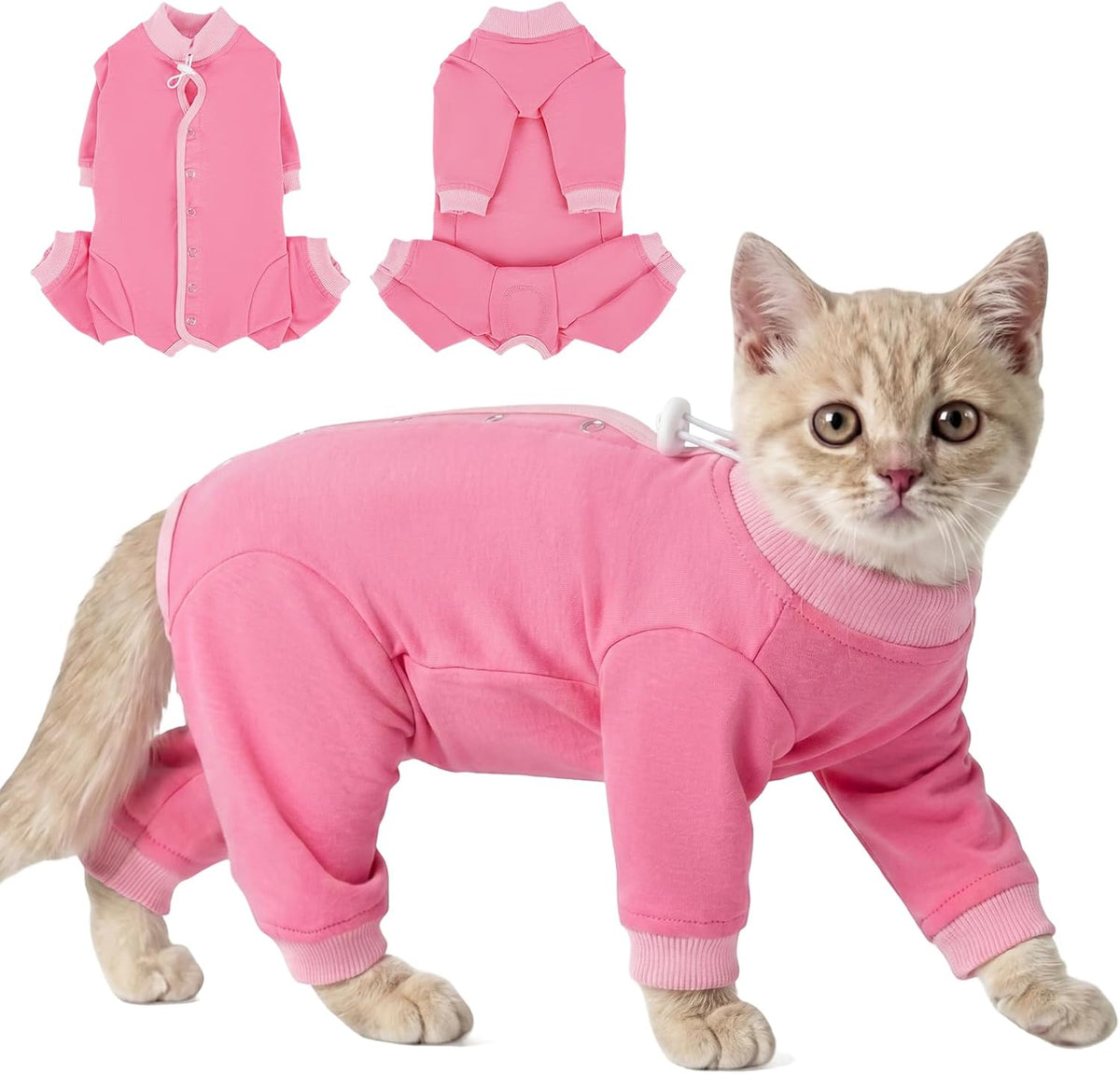 QBLEEV Cat Recovery Suit for Post Surgery, Spay Neuter Suit for Cats, Soft Stretchy Cotton Cat Onesie for Skin Diseases, Anti-Lick Surgical Shirt Pajamas for Abdominal Wound, Kitten Cone Alternative - Image 13