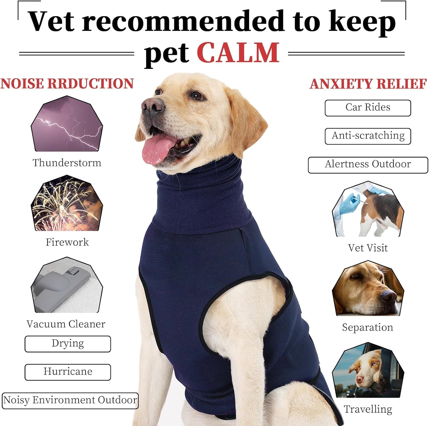 ROZKITCH dog calming hoodie ear cover wrap side view noise reduction jacket