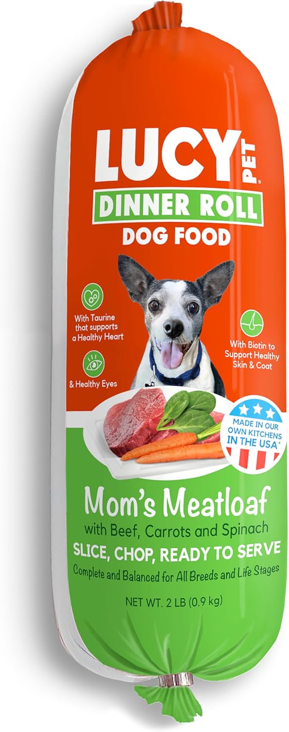 Side view of 4lb Lucy Pet dog food roll