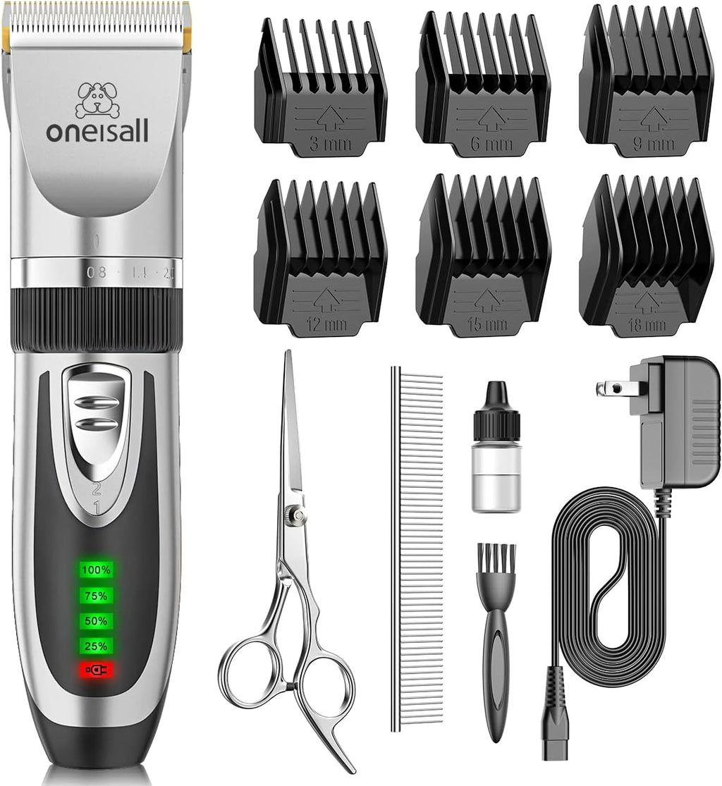 oneisall Dog Clippers Low Noise, 2-Speed Quiet Dog Grooming Kit Rechargeable Cordless Pet Hair Clipper Trimmer Shaver for Small and Large Dogs Cats Animals (Gold) - Image 9