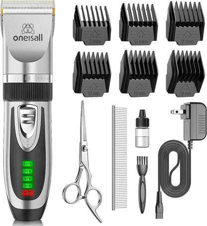 oneisall Dog Clippers Low Noise, 2-Speed Quiet Dog Grooming Kit Rechargeable Cordless Pet Hair Clipper Trimmer Shaver for Small and Large Dogs Cats Animals (Gold) - Image 9