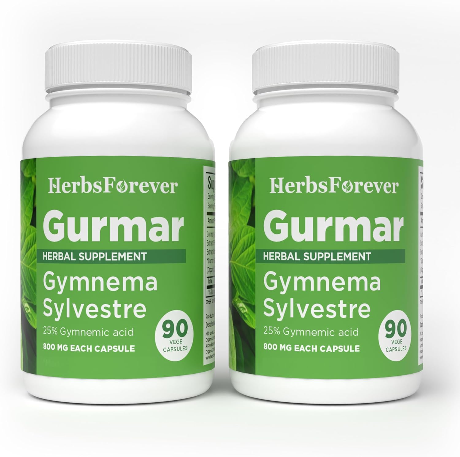 Herbsforever Gurmar Gymnema Sylvestre 90 vegan capsules pack of two front view
