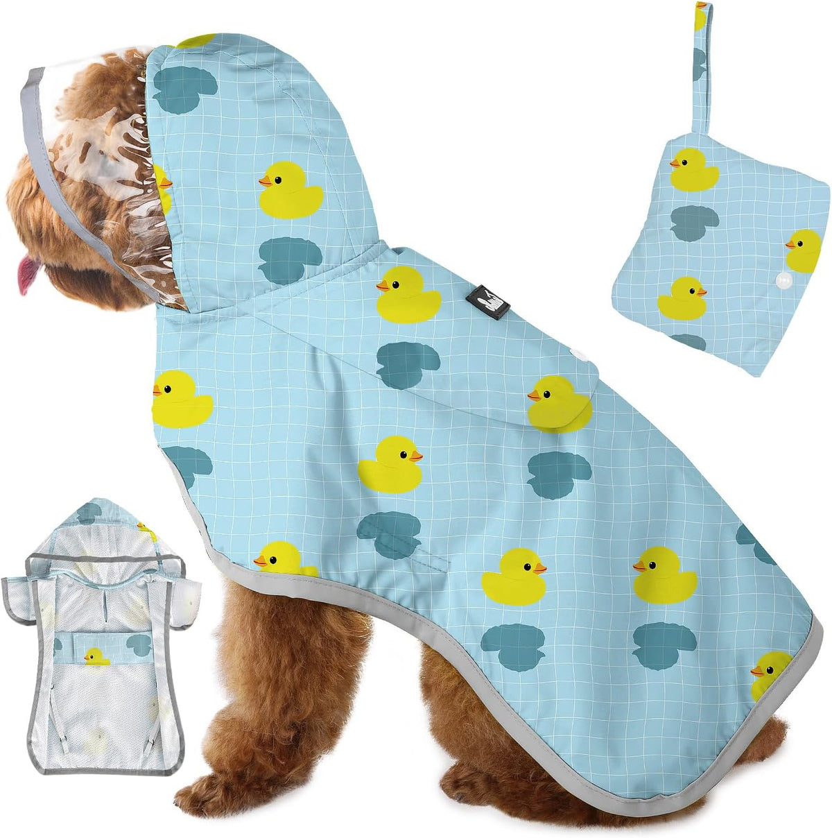 SlowTon Dog Raincoat, Adjustable Dog Rain Jacket Clear Hooded Double Layer, Waterproof Poncho with Reflective Strip Straps and Storage Pocket for Small Medium Large Dogs Puppies(DK XL) - Image 12