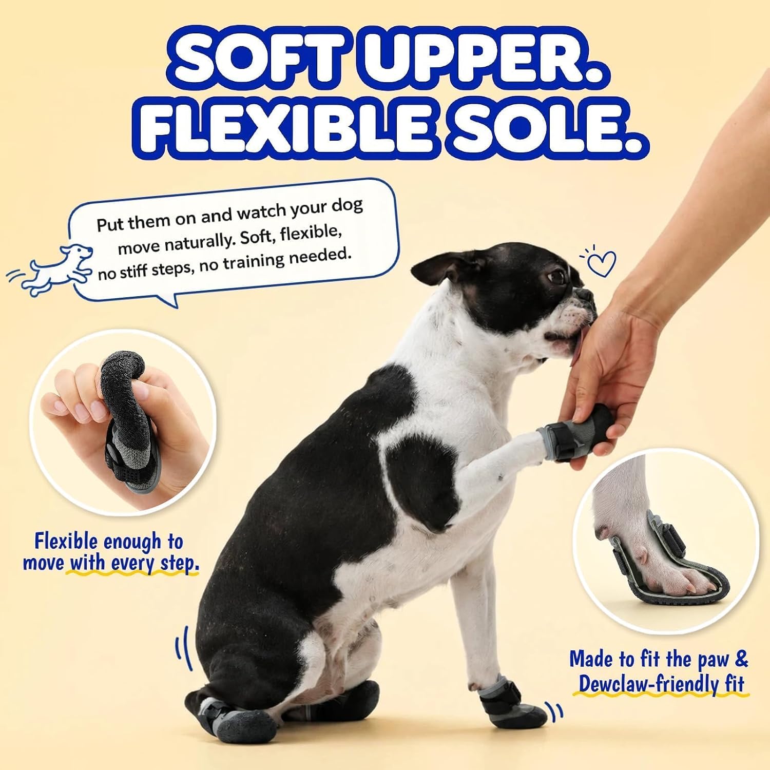 Adjustable strap system on T'CHAQUE outdoor dog booties