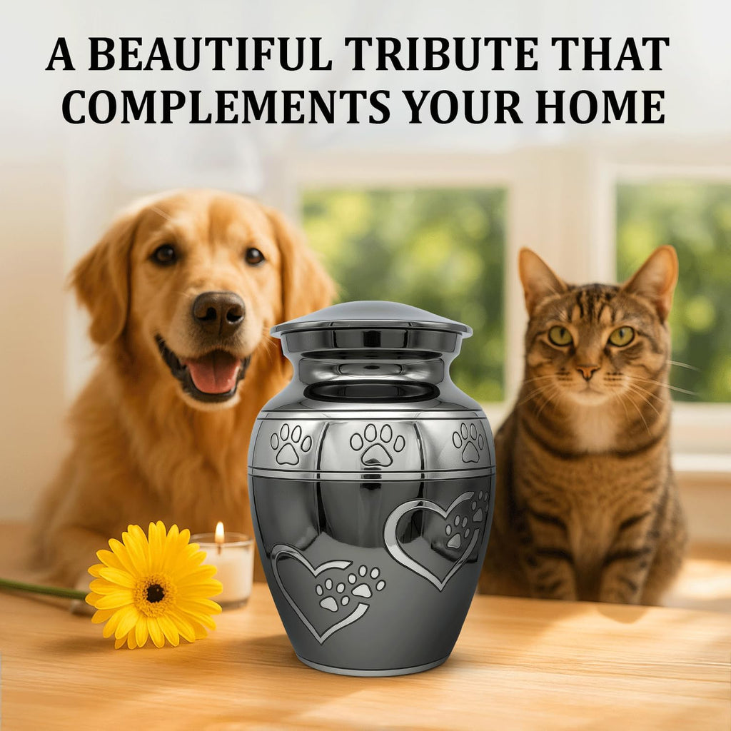 Side profile of medium aluminum pet cremation urn
