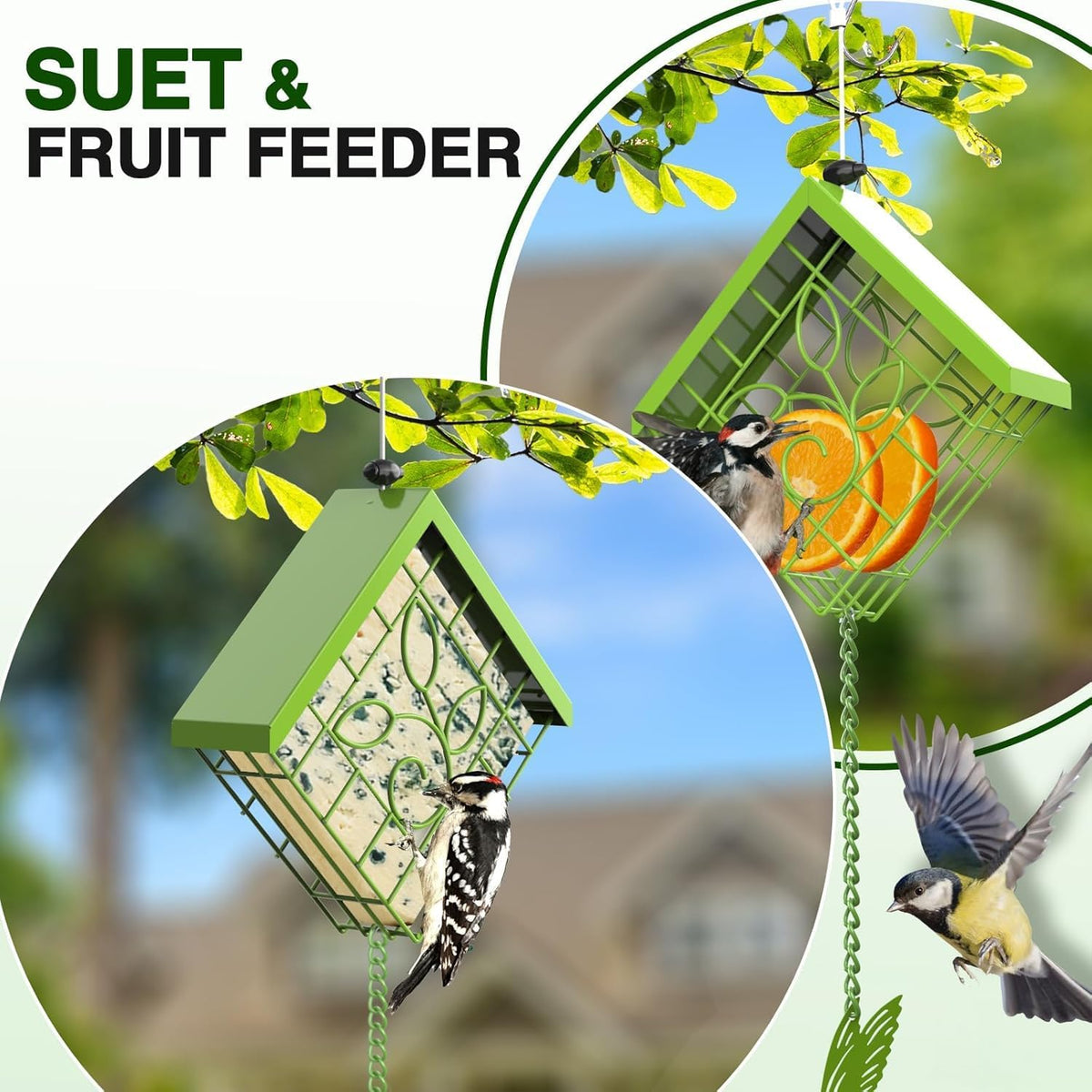 FlowaFoli metal bird feeder showing roof-locking mechanism
