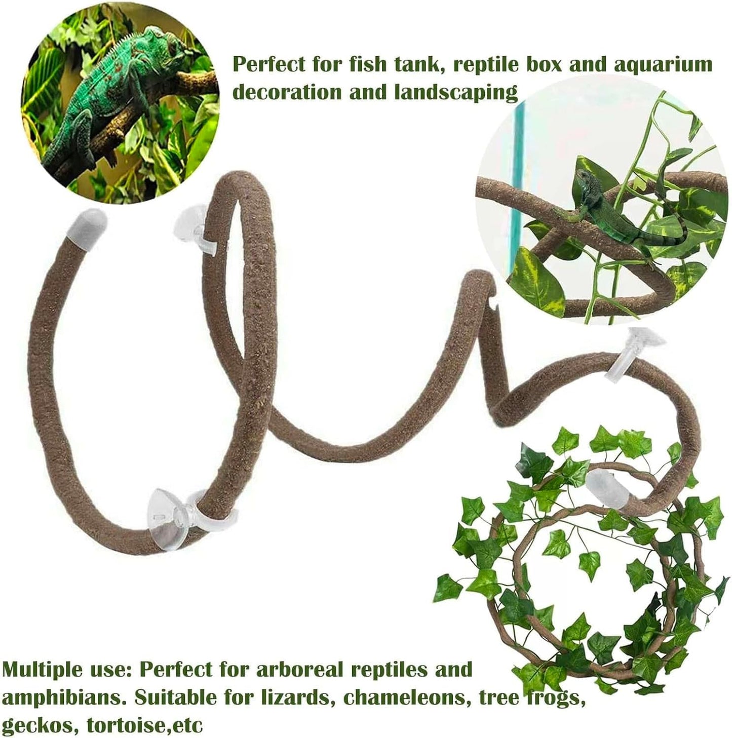 Flexible reptile climbing vines for jungle terrarium setup