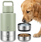 32oz Insulated Dog Water Bottle Dispenser, 3-in-1 Stainless Steel Travel Cup with 2 Detachable Food and Water Bowls, Leak Proof Large Pet Gear, Dog Mom Gift for Dog Lovers - Image 10