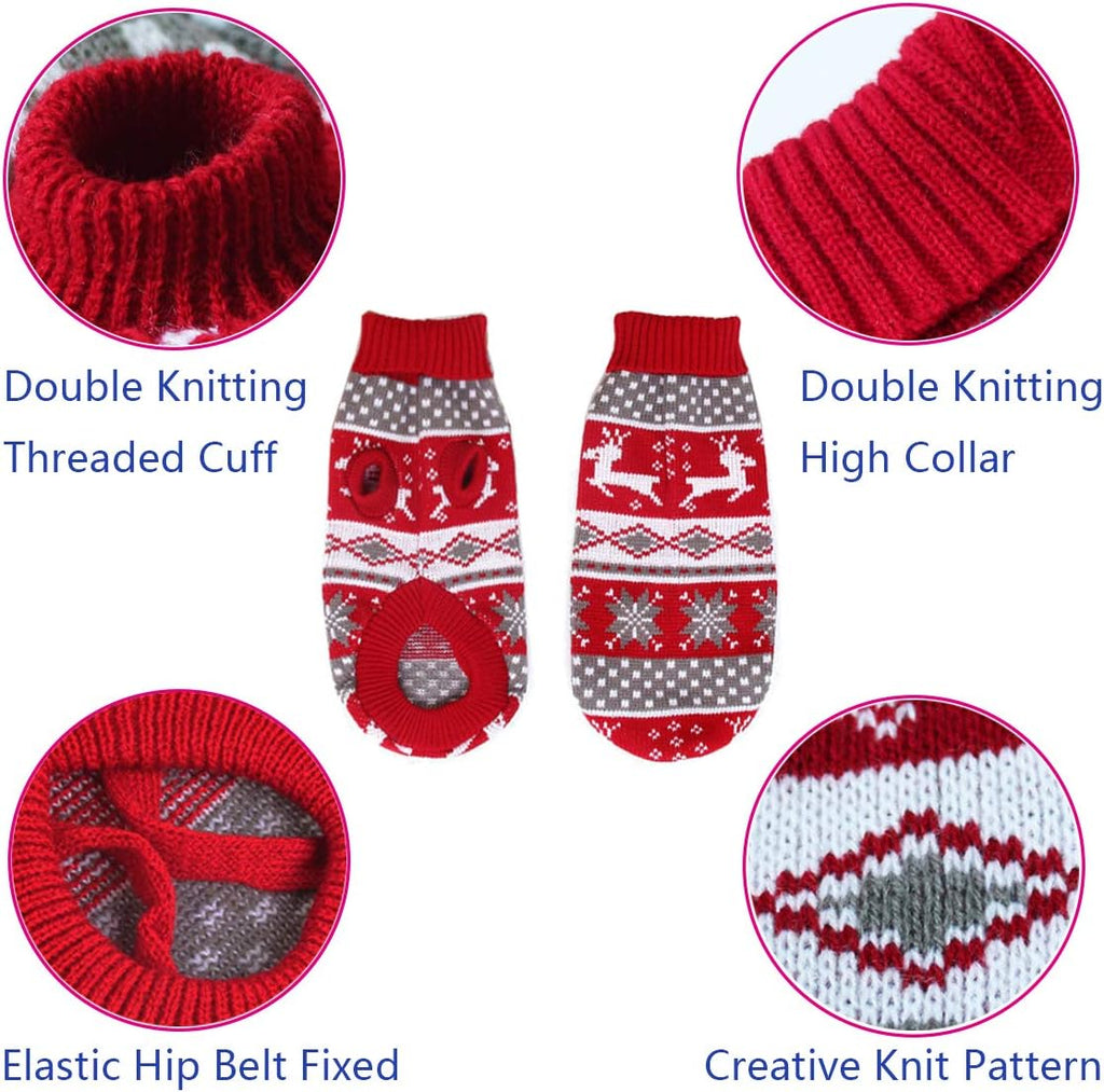 Vehomy pet winter knitwear reindeer snowflake pattern details on small cat