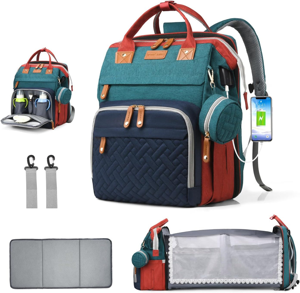 Cesailt diaper bag backpack front view in multicolor