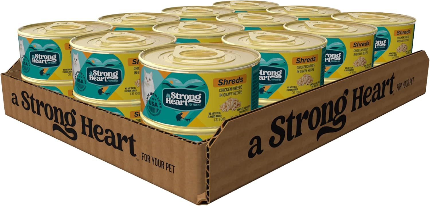 A Strong Heart Wet Cat Food, Chicken & Pumpkin Shreds in Gravy, Made with Whole Muscle Chicken, Made in the USA, 3oz Can (Pack of 24) - Image 11