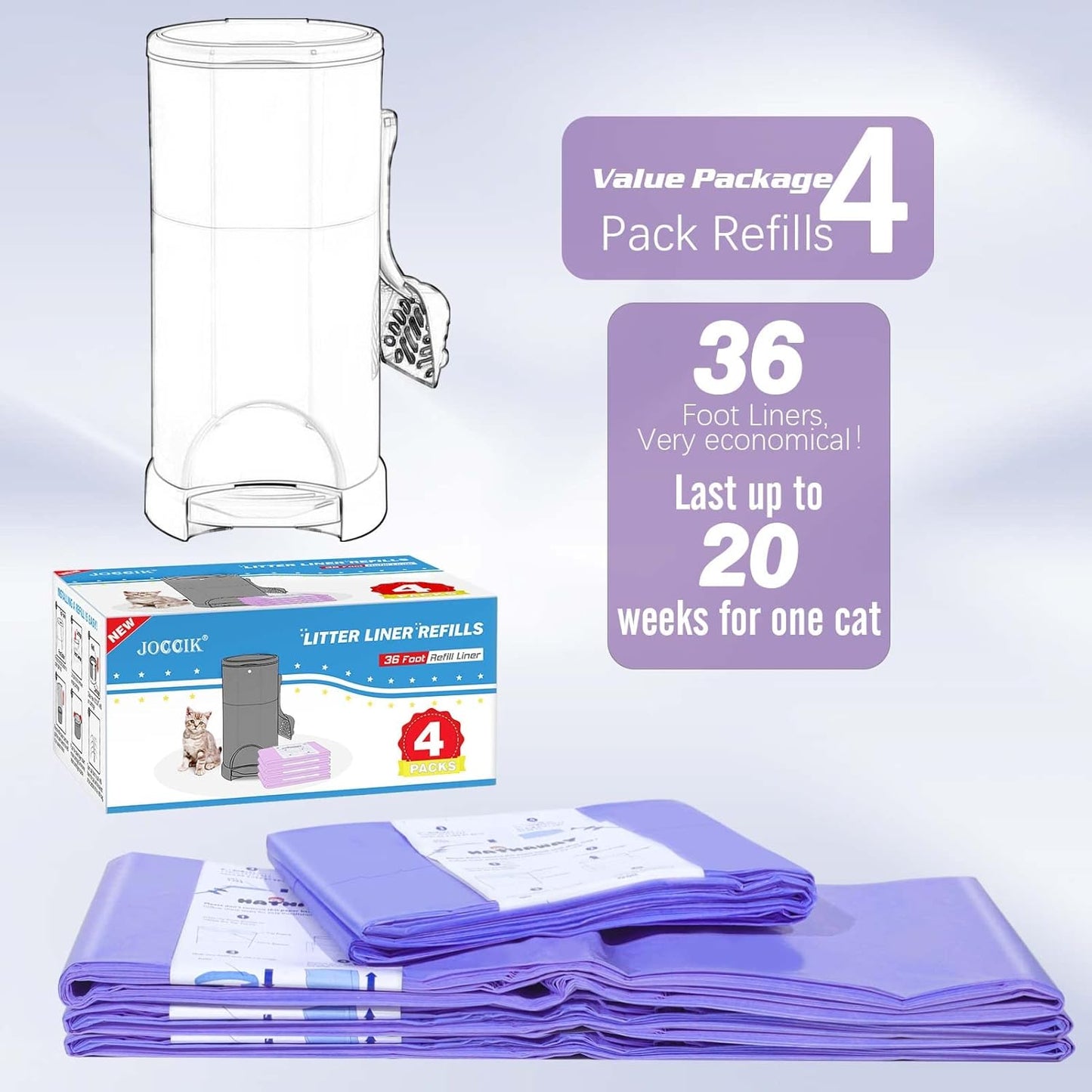 Heavy duty lavender scented plastic refill bags by RUZAKO demonstrating material thickness and durability